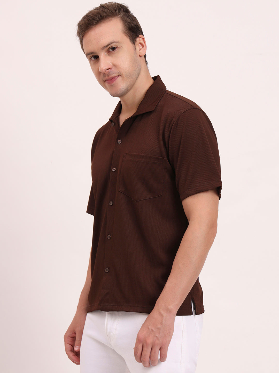 Cuban Collar Shirt-Dark Coffee
