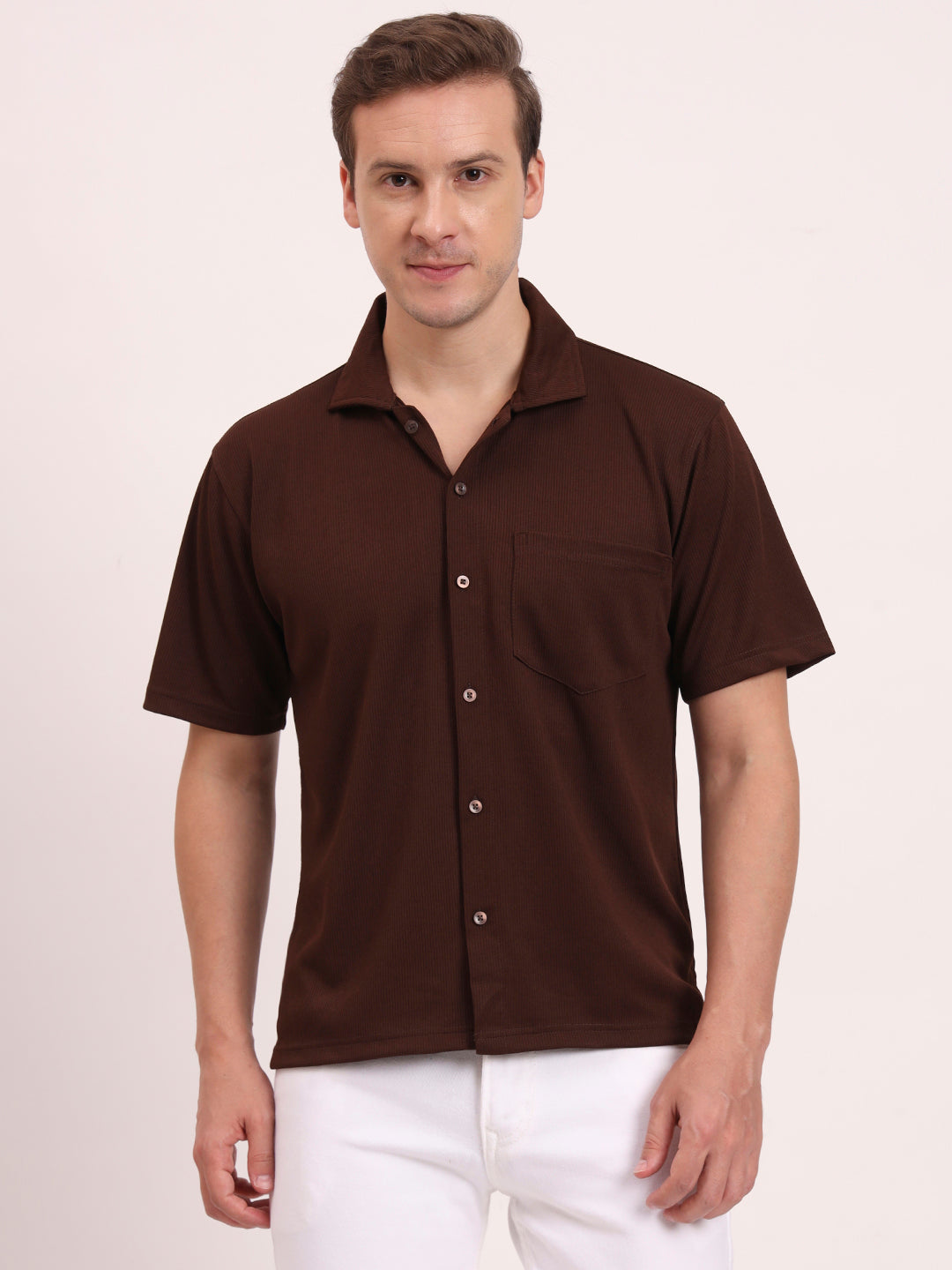 Cuban Collar Shirt-Dark Coffee
