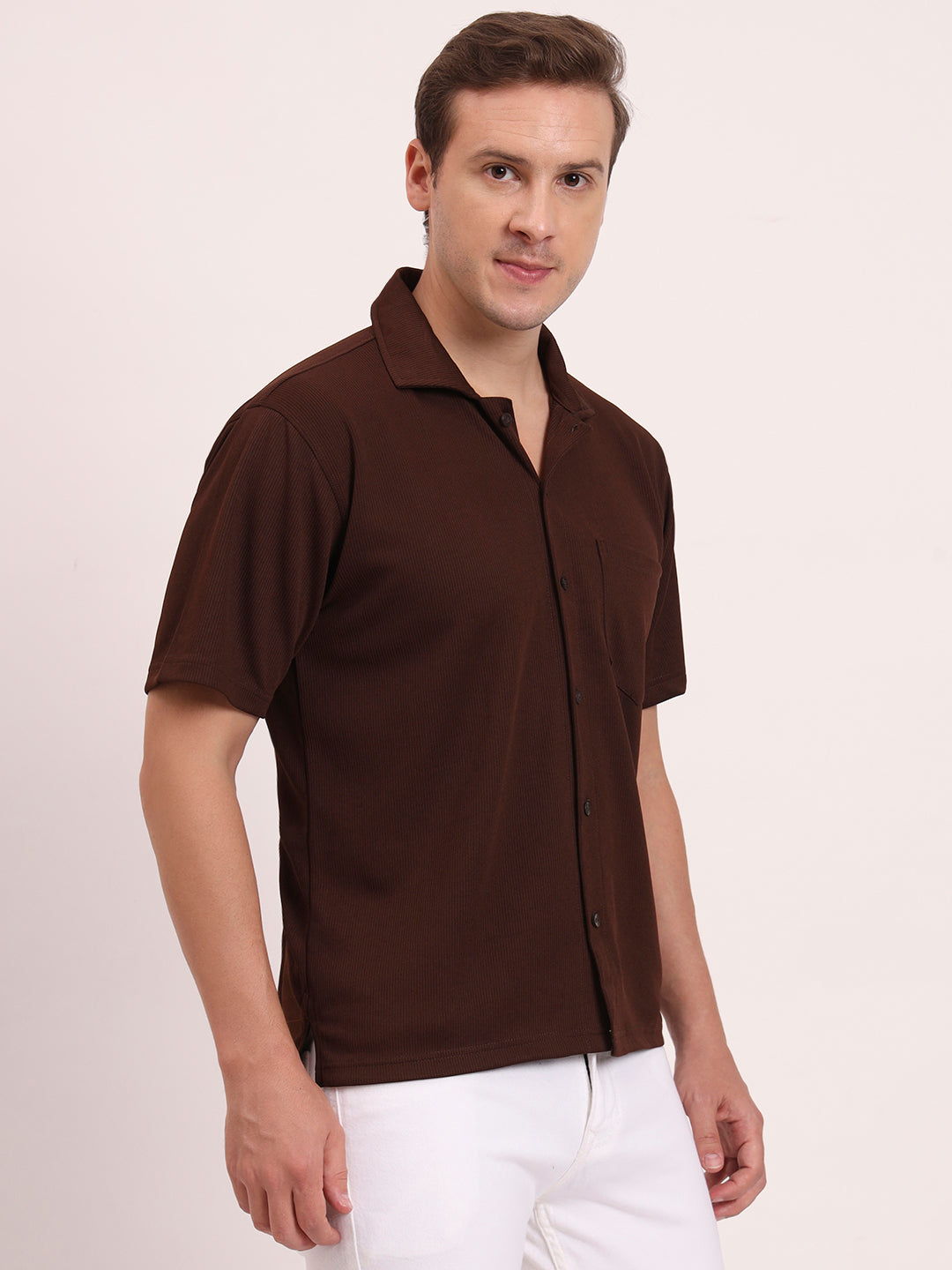 Cuban Collar Shirt-Dark Coffee