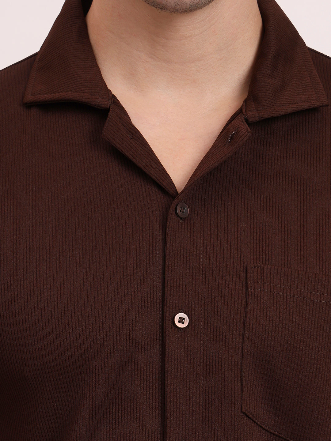 Cuban Collar Shirt-Dark Coffee