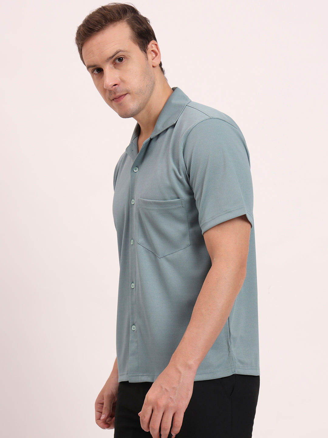 Cuban Collar Shirt-Dusky Mint
