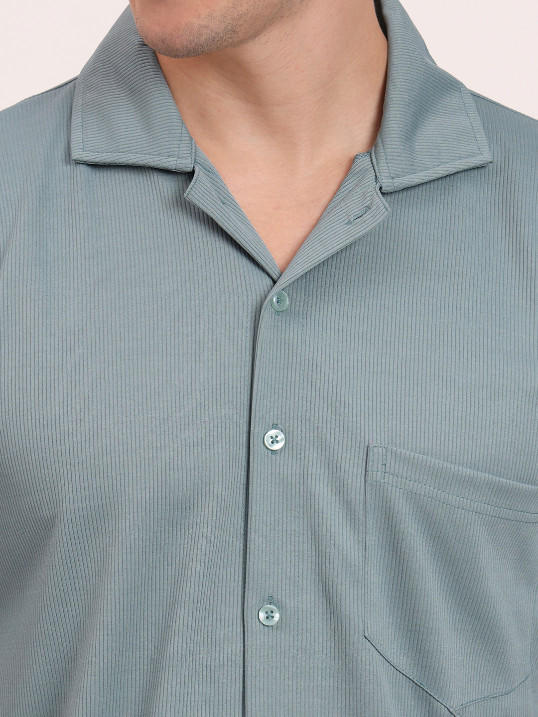 Cuban Collar Shirt-Dusky Mint