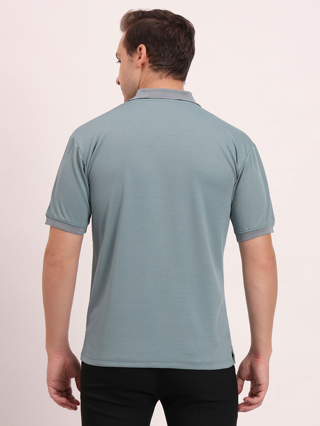 Half-Zip Texture Polo-Dusky Mint