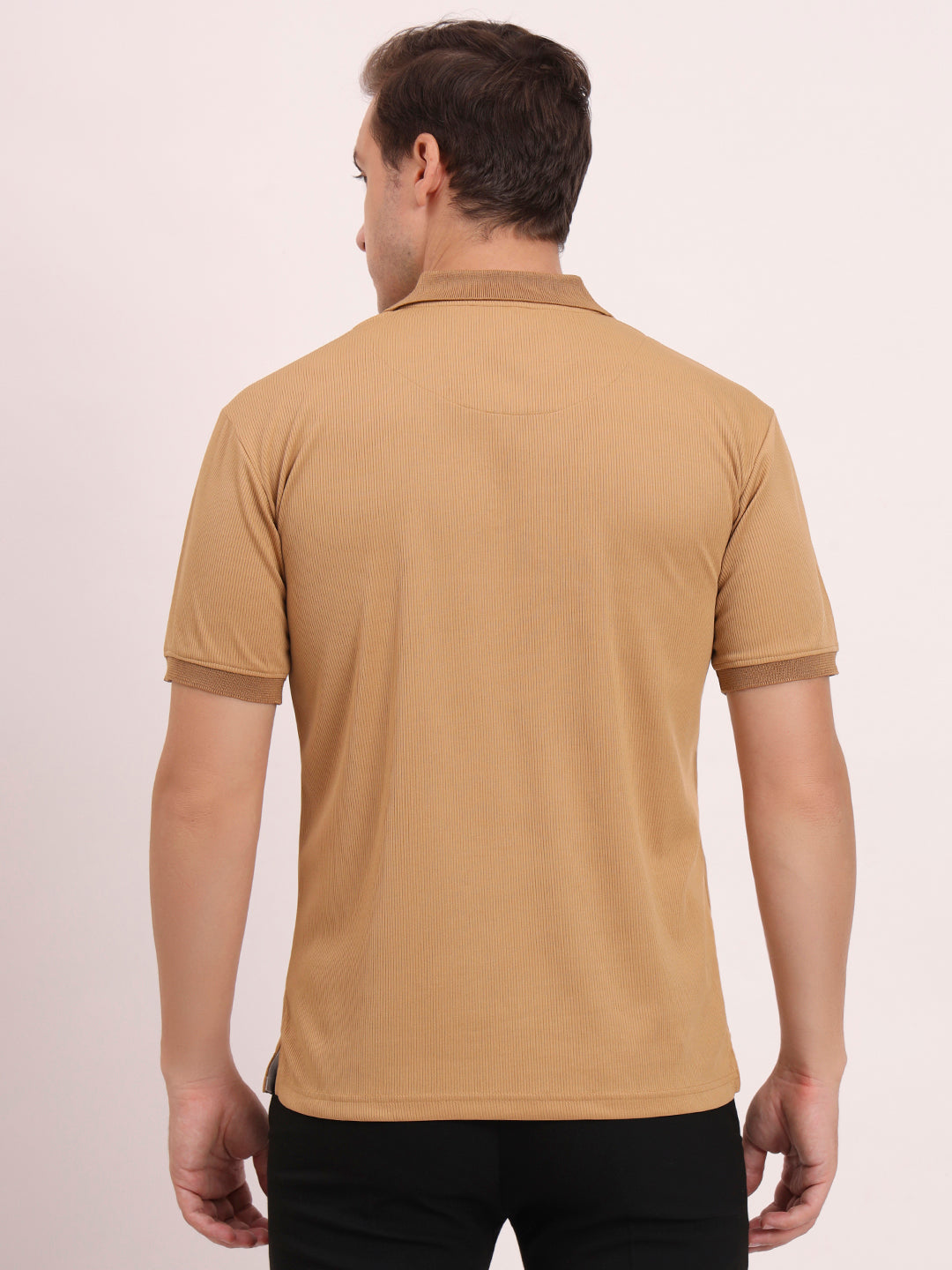 Half-Zip Texture Polo-Mute Tan