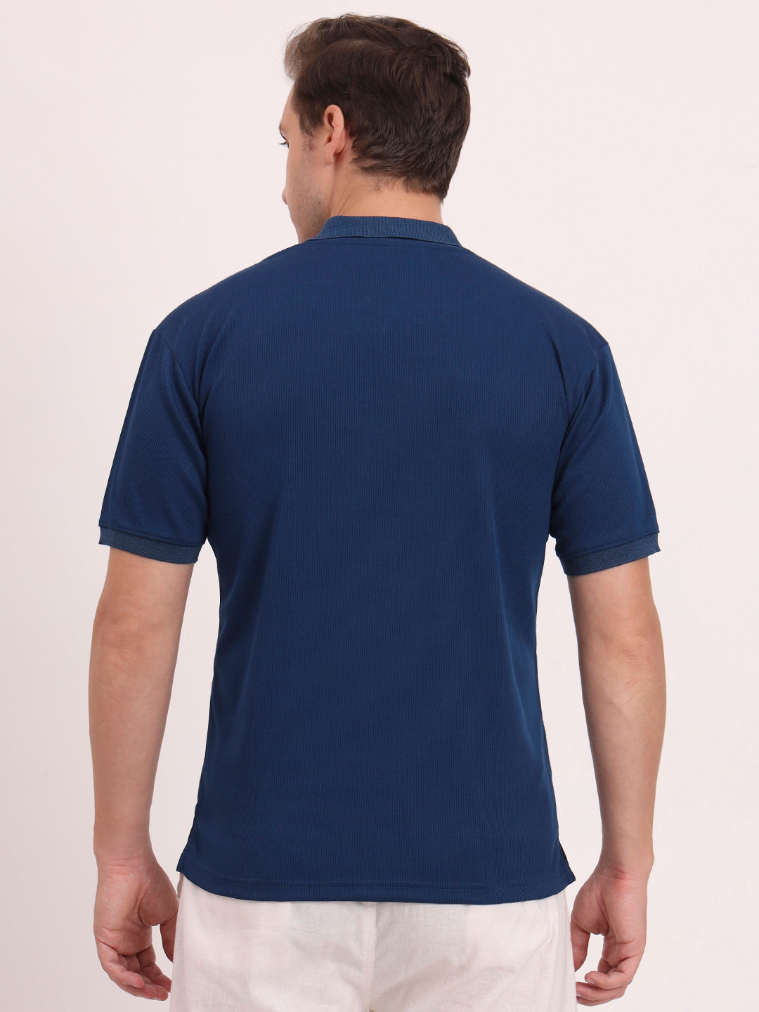 Half-Zip Texture Polo-Airforce Blue