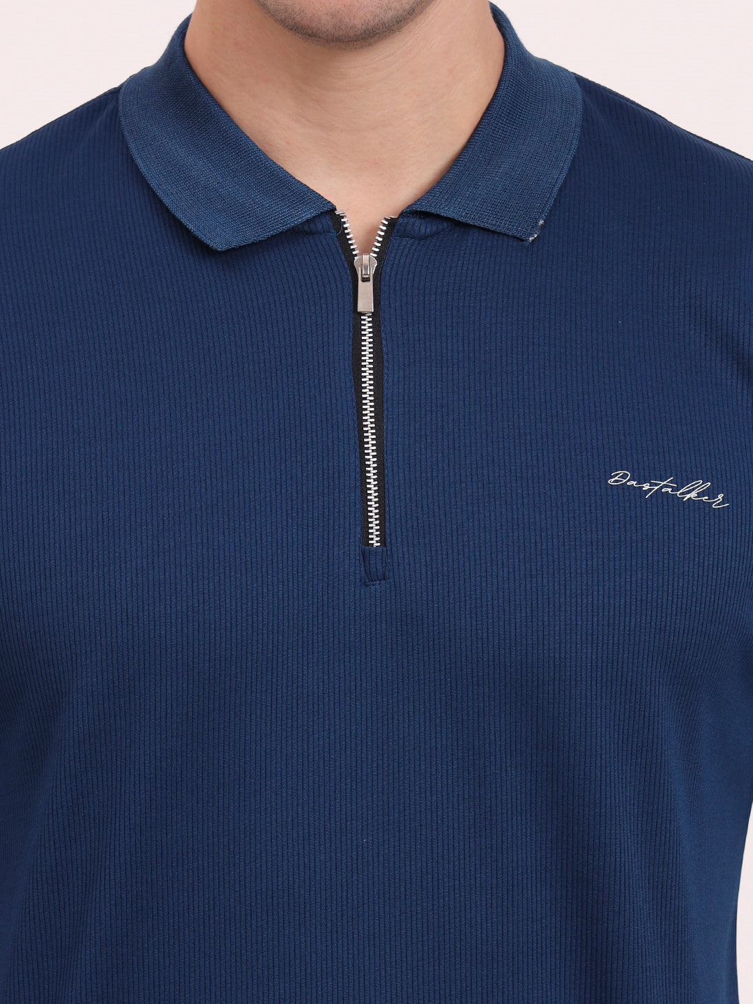Half-Zip Texture Polo-Airforce Blue