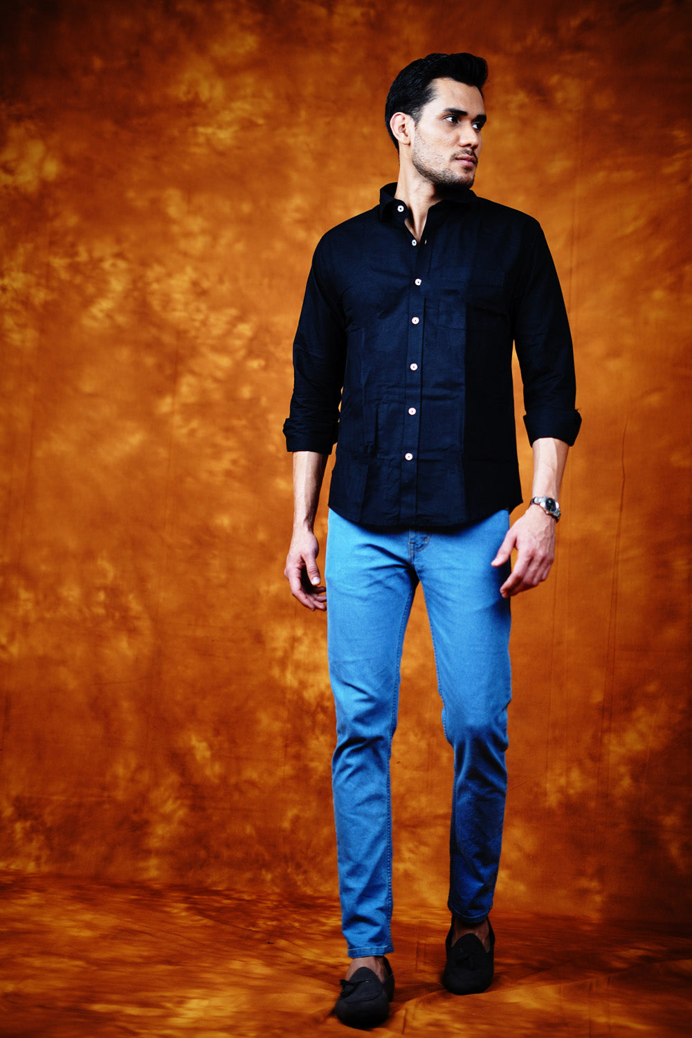 Mens Linen Shirts Black