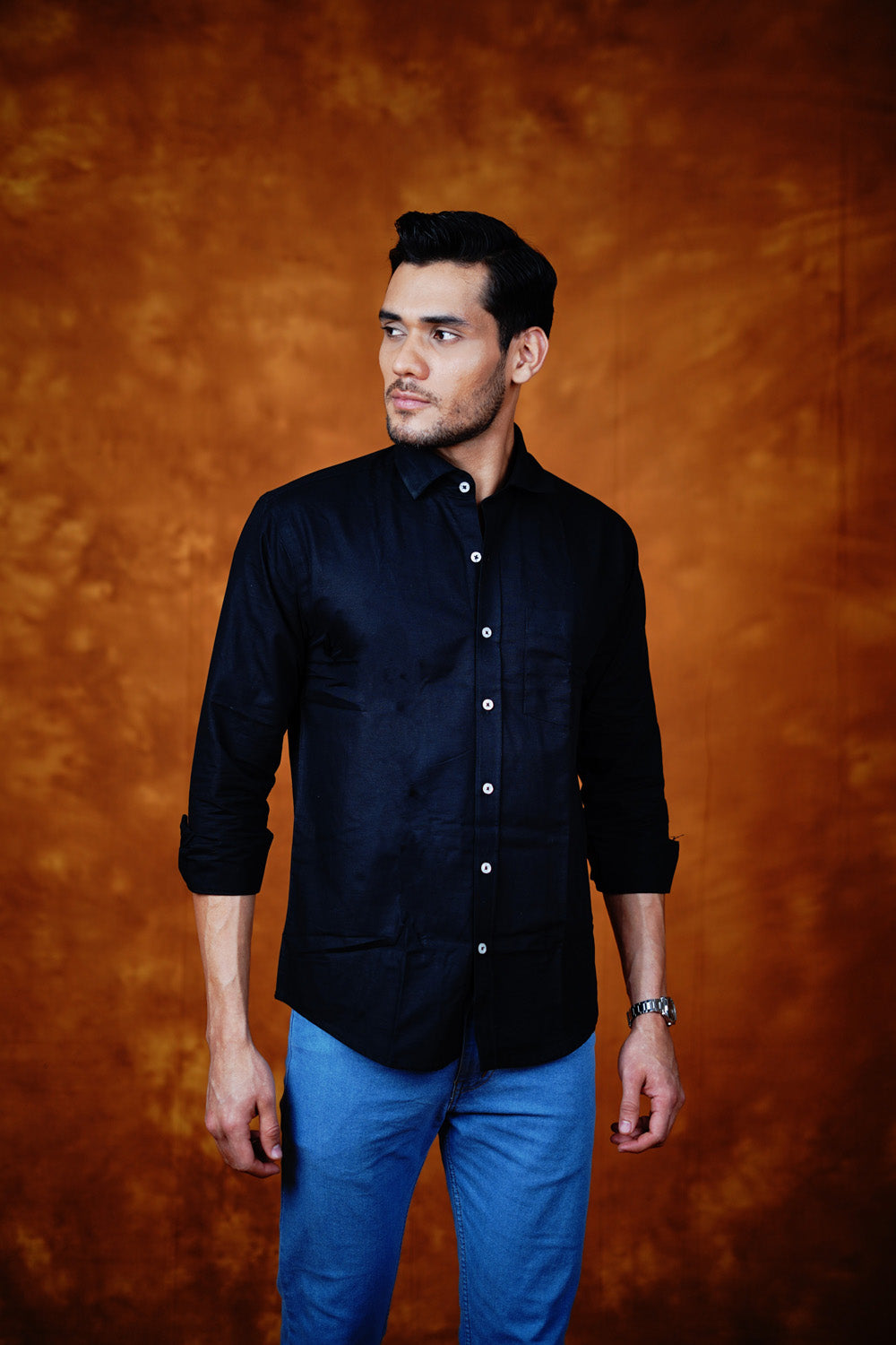 Mens Linen Shirts Black