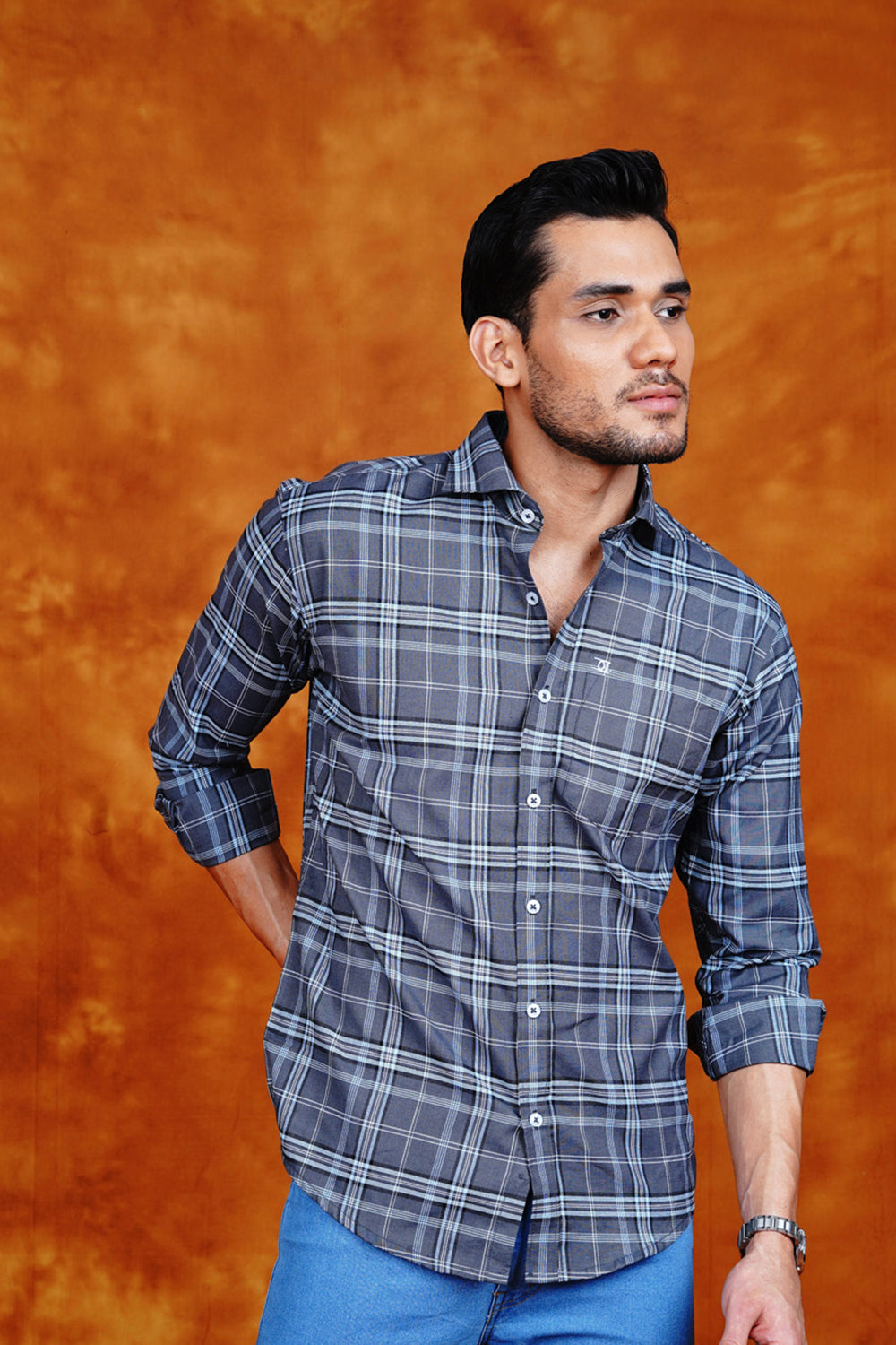 Mens Valle Check Icegrey
