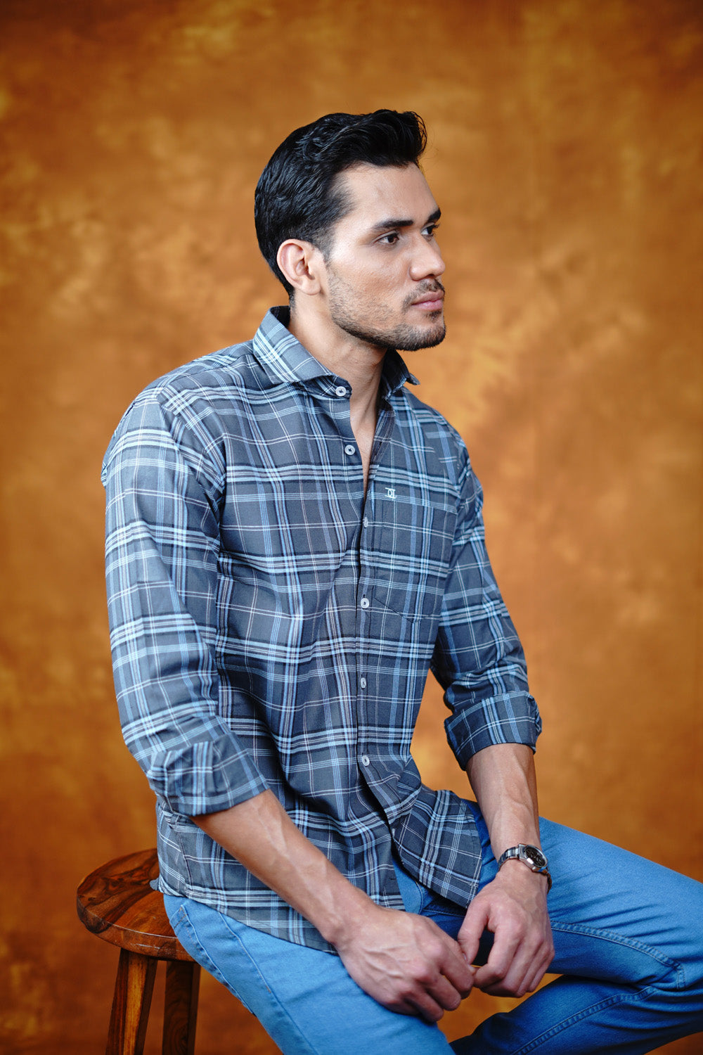 Mens Valle Check Icegrey