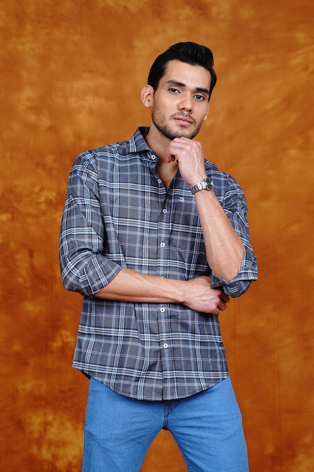 Mens Valle Check Icegrey