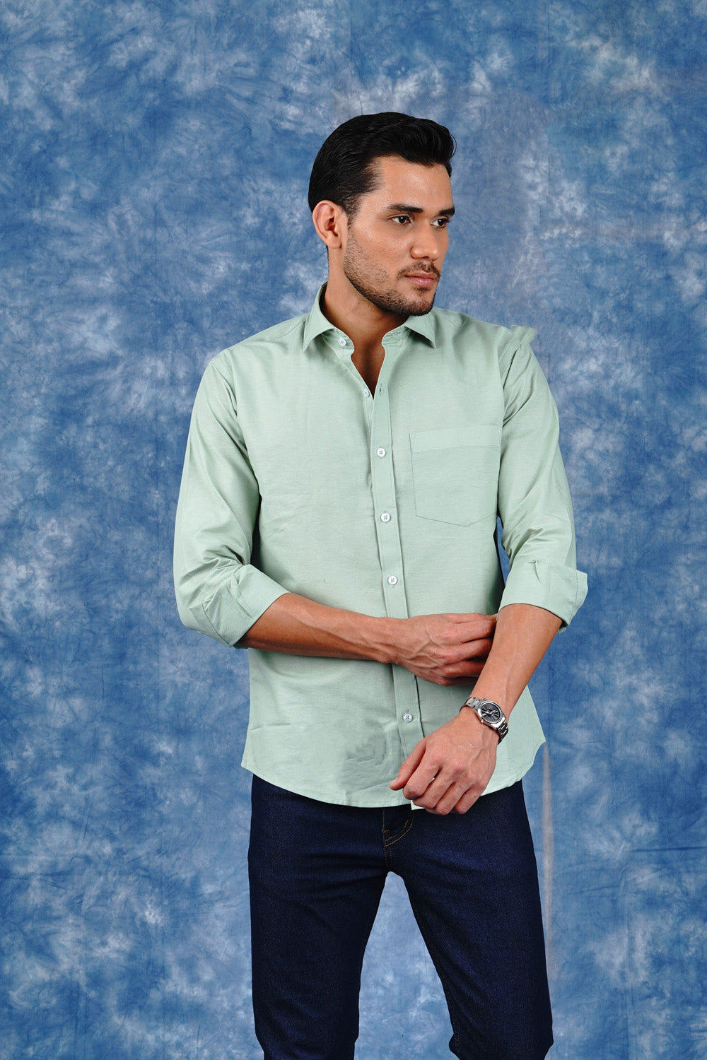 Mens Linen Shirts Light Green