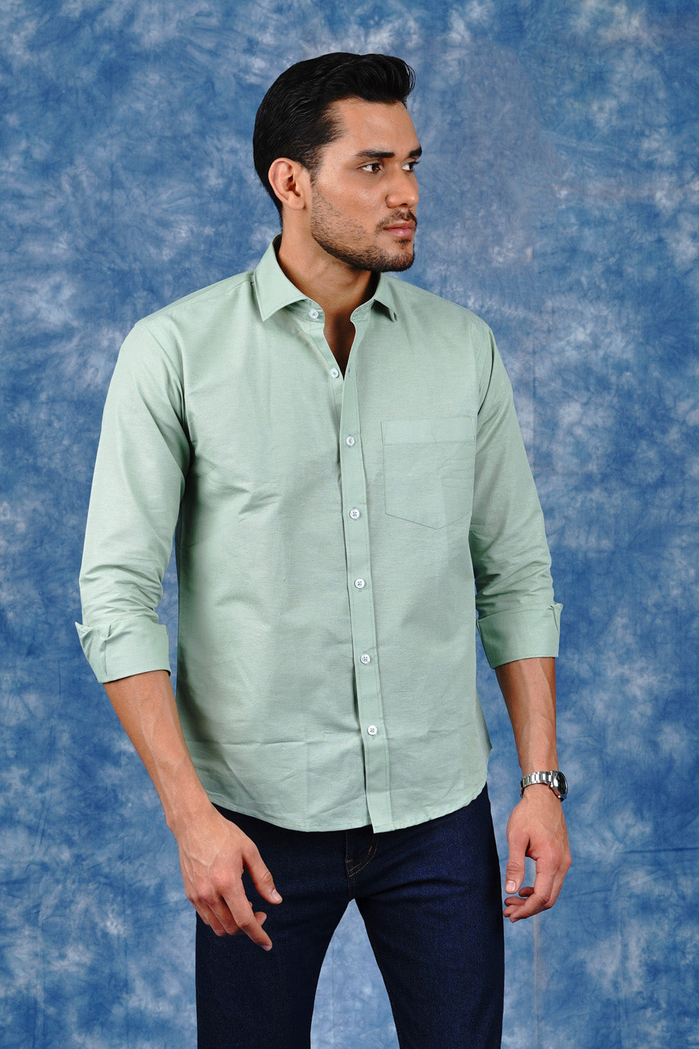 Mens Linen Shirts Light Green