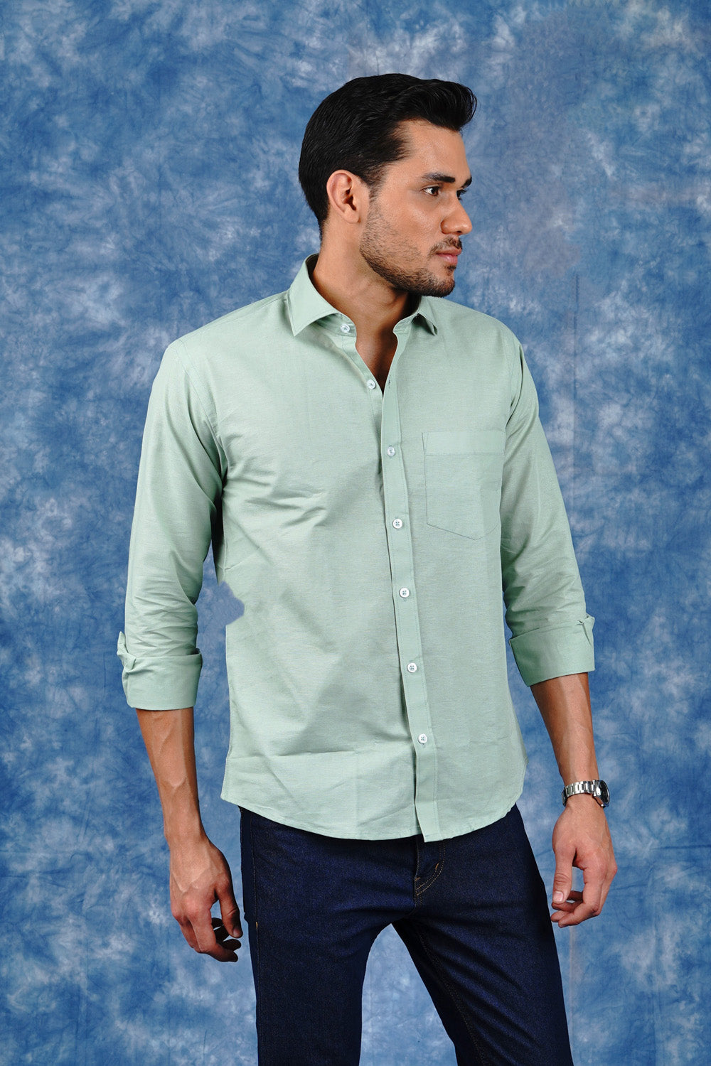 Mens Linen Shirts Light Green