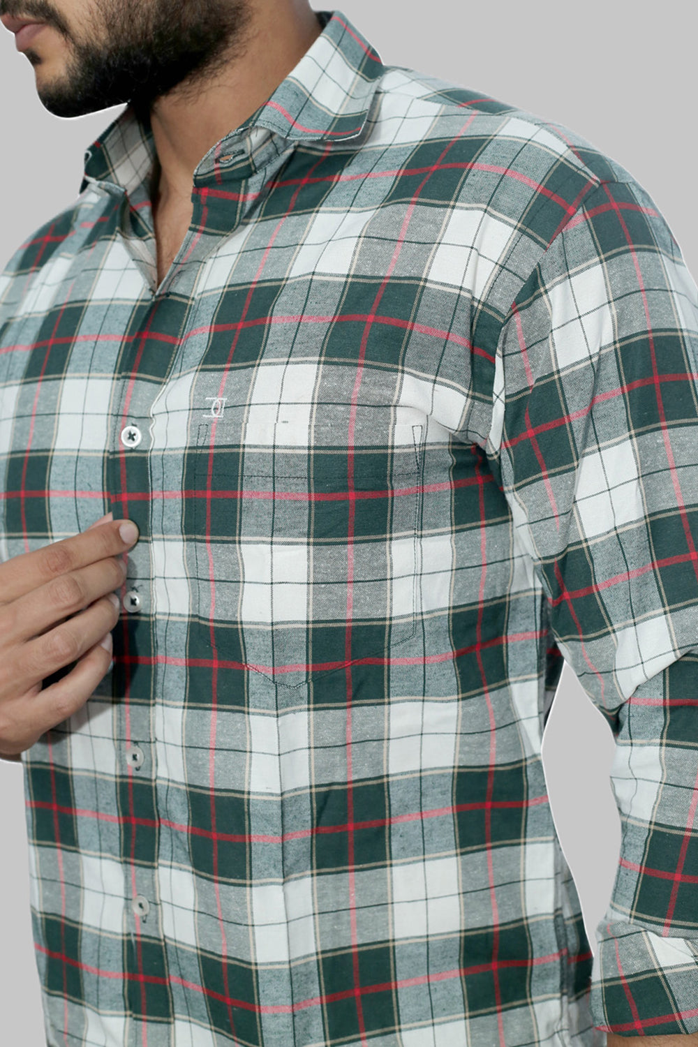 Mens Big Block Check Ivorygreen