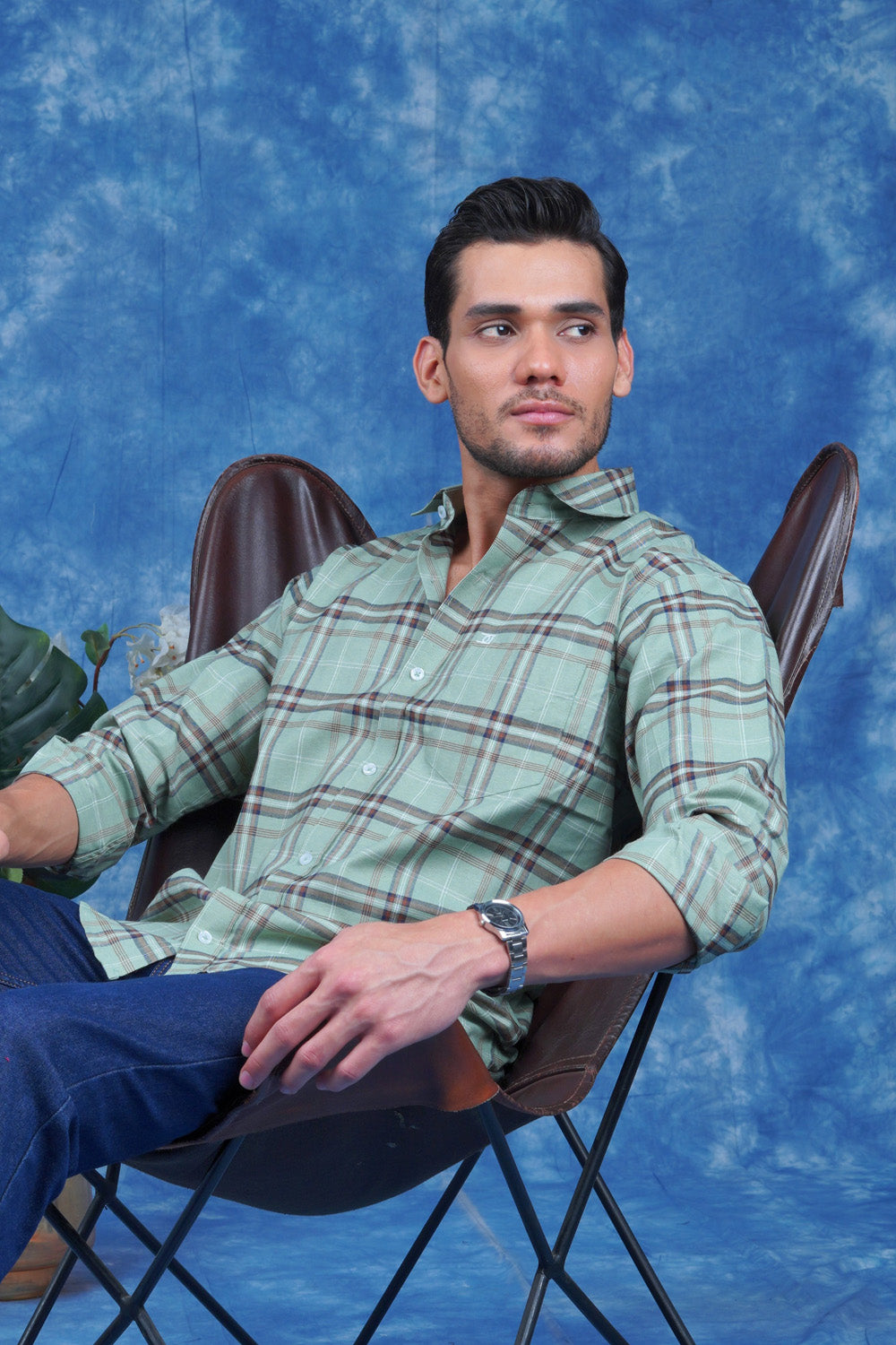 Mens Valle Check Ferngreen