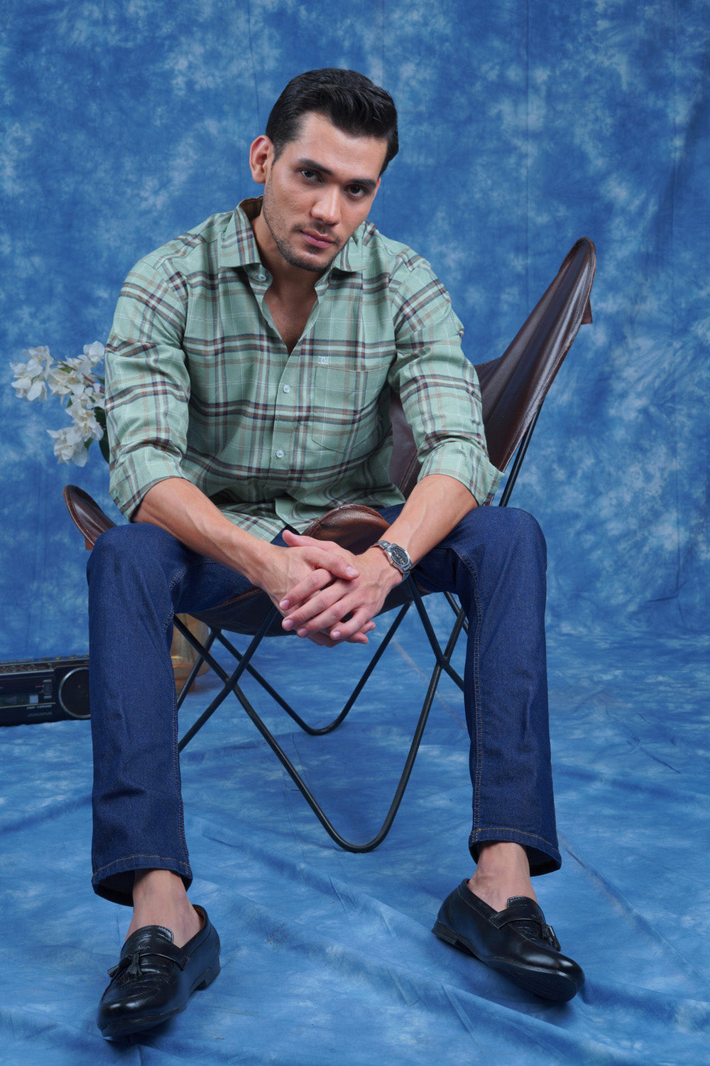 Mens Valle Check Ferngreen
