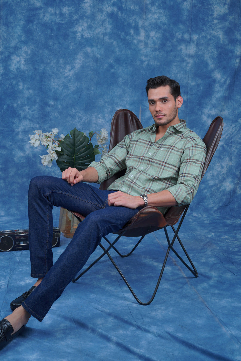 Mens Valle Check Ferngreen