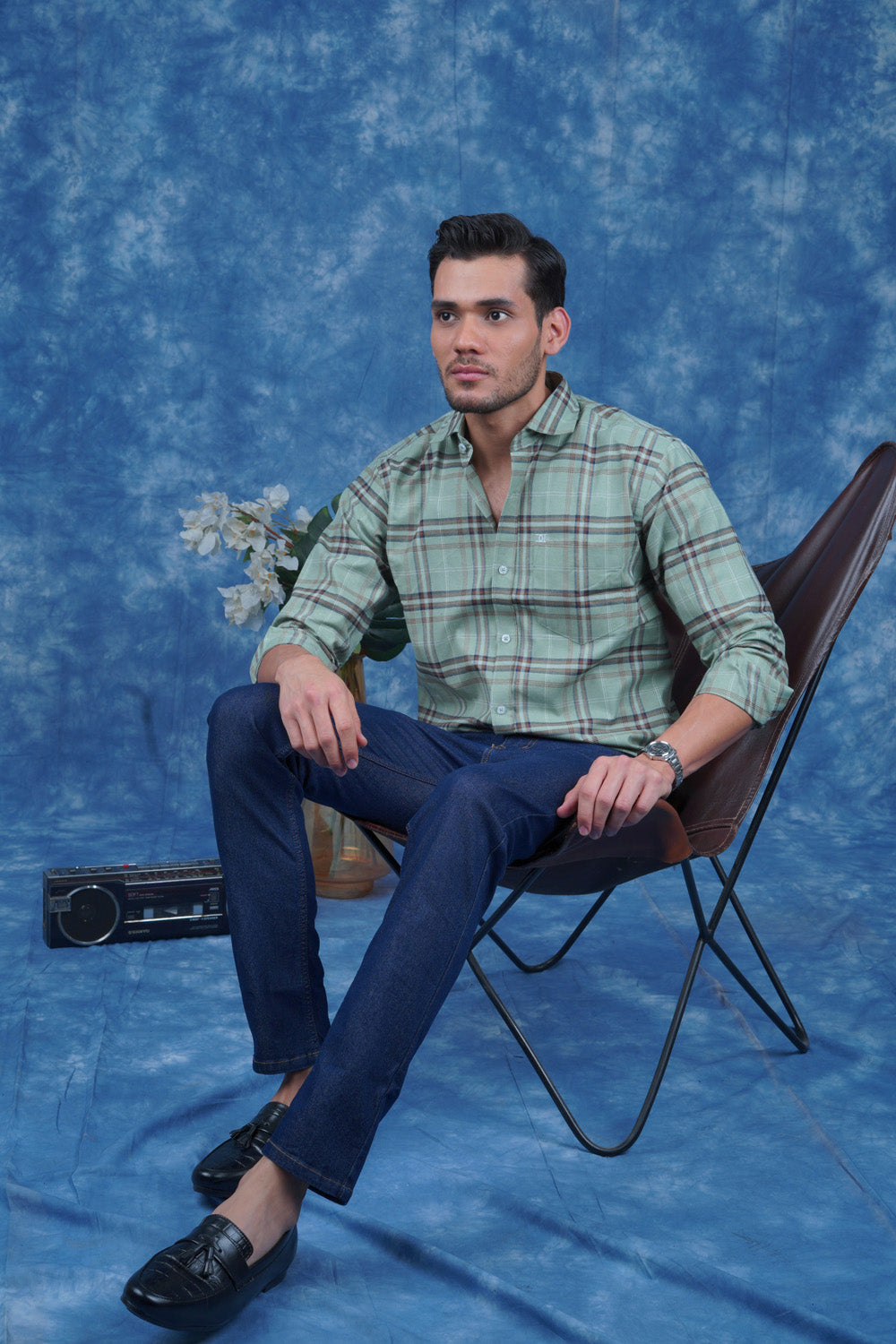 Mens Valle Check Ferngreen