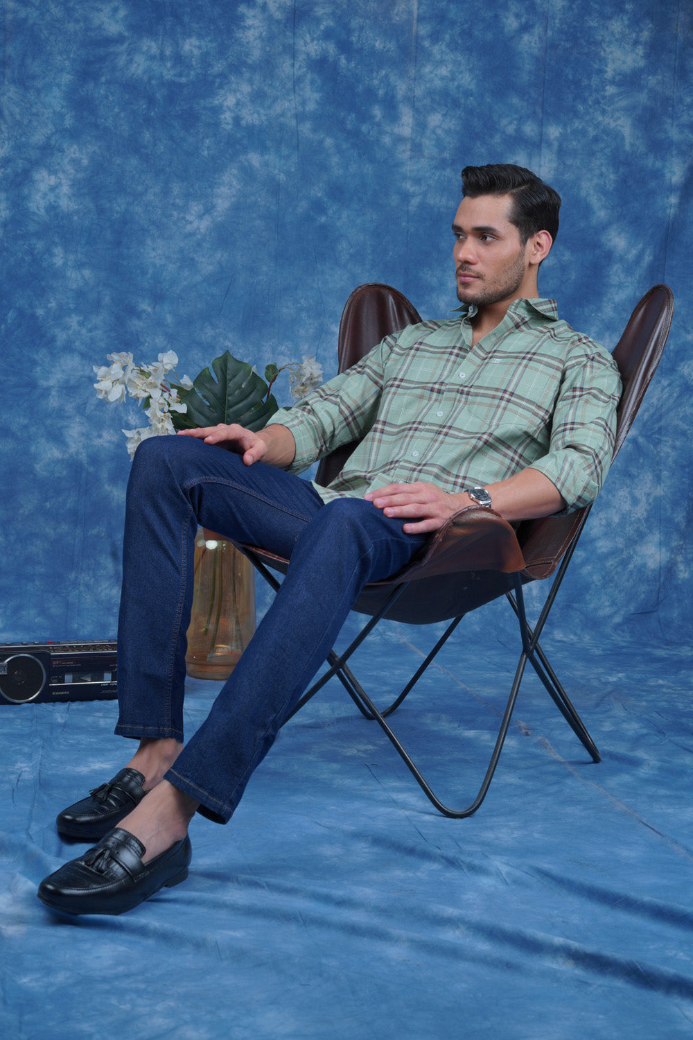 Mens Valle Check Ferngreen