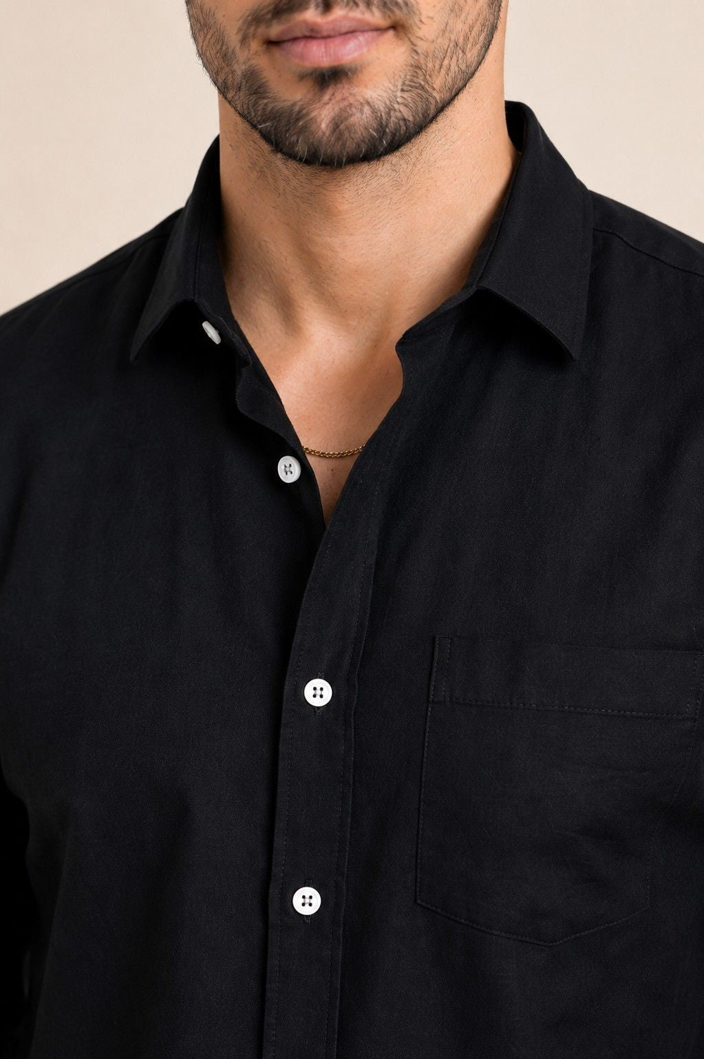 Mens Linen Shirts Black