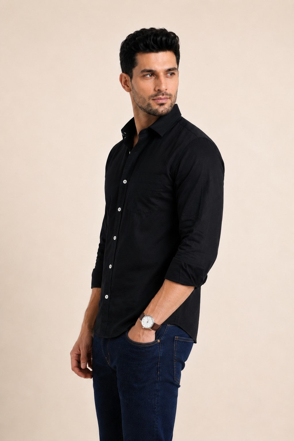 Mens Linen Shirts Black