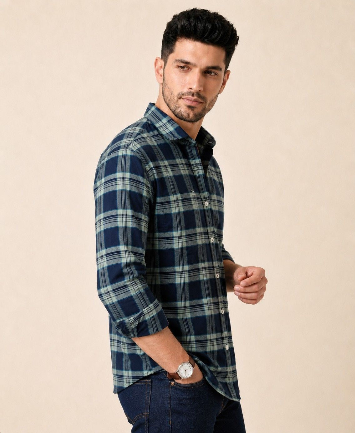 Mens Tarten Check Navy