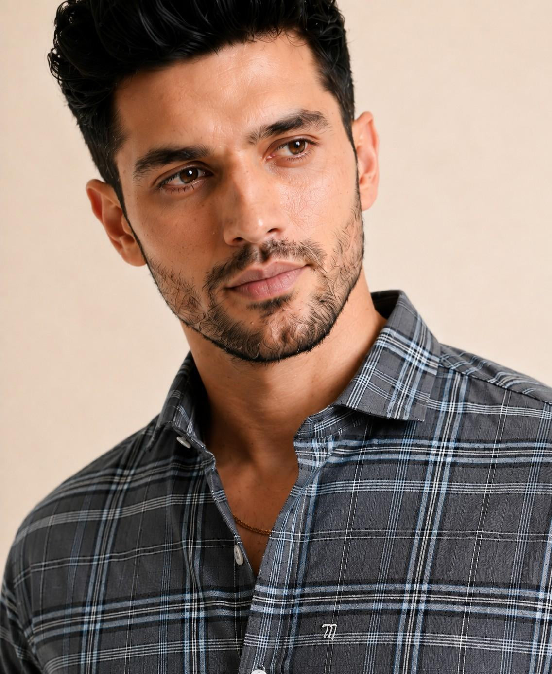 Mens Valle Check Icegrey
