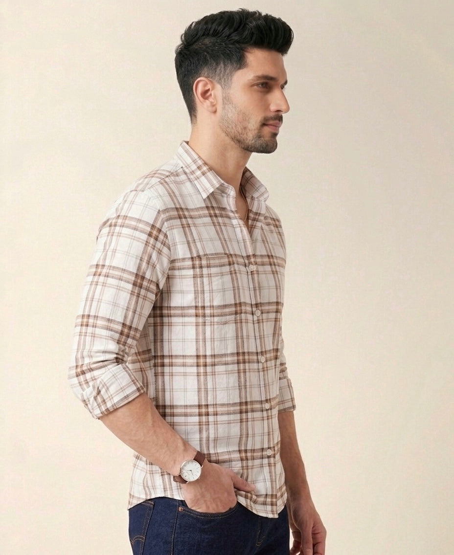 Mens Valle Check White Ton