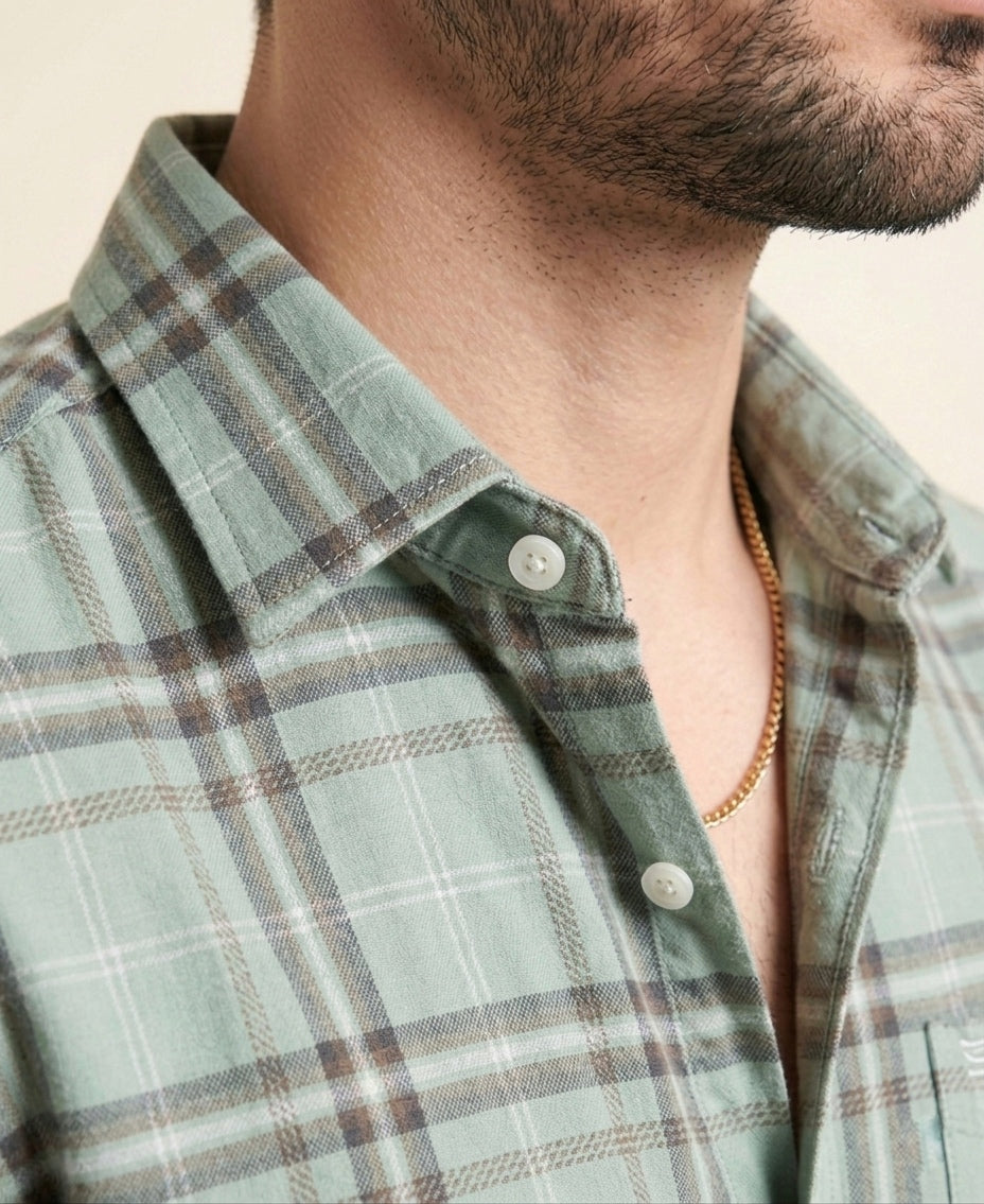 Mens Valle Check Ferngreen