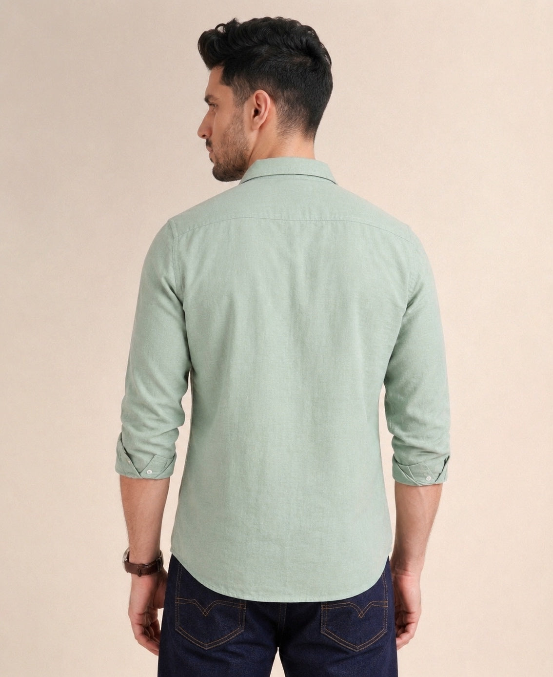 Mens Linen Shirts Light Green