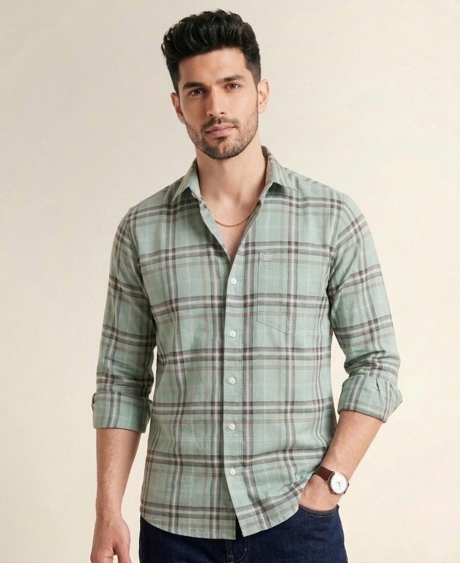 Mens Valle Check Ferngreen