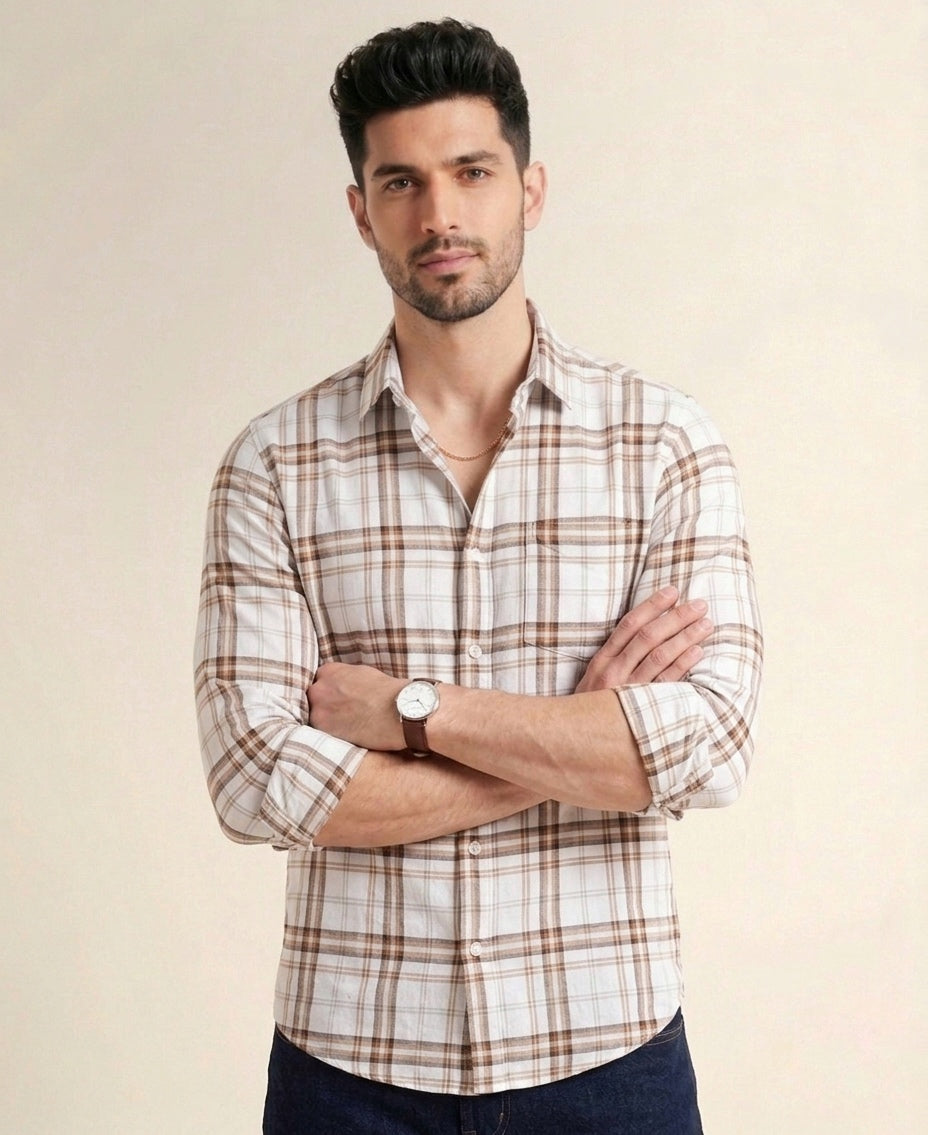 Mens Valle Check White Ton