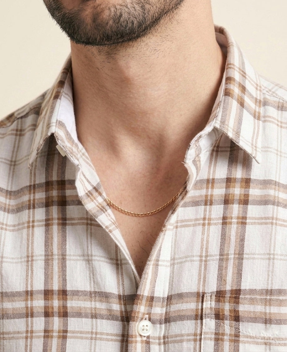Mens Valle Check White Ton
