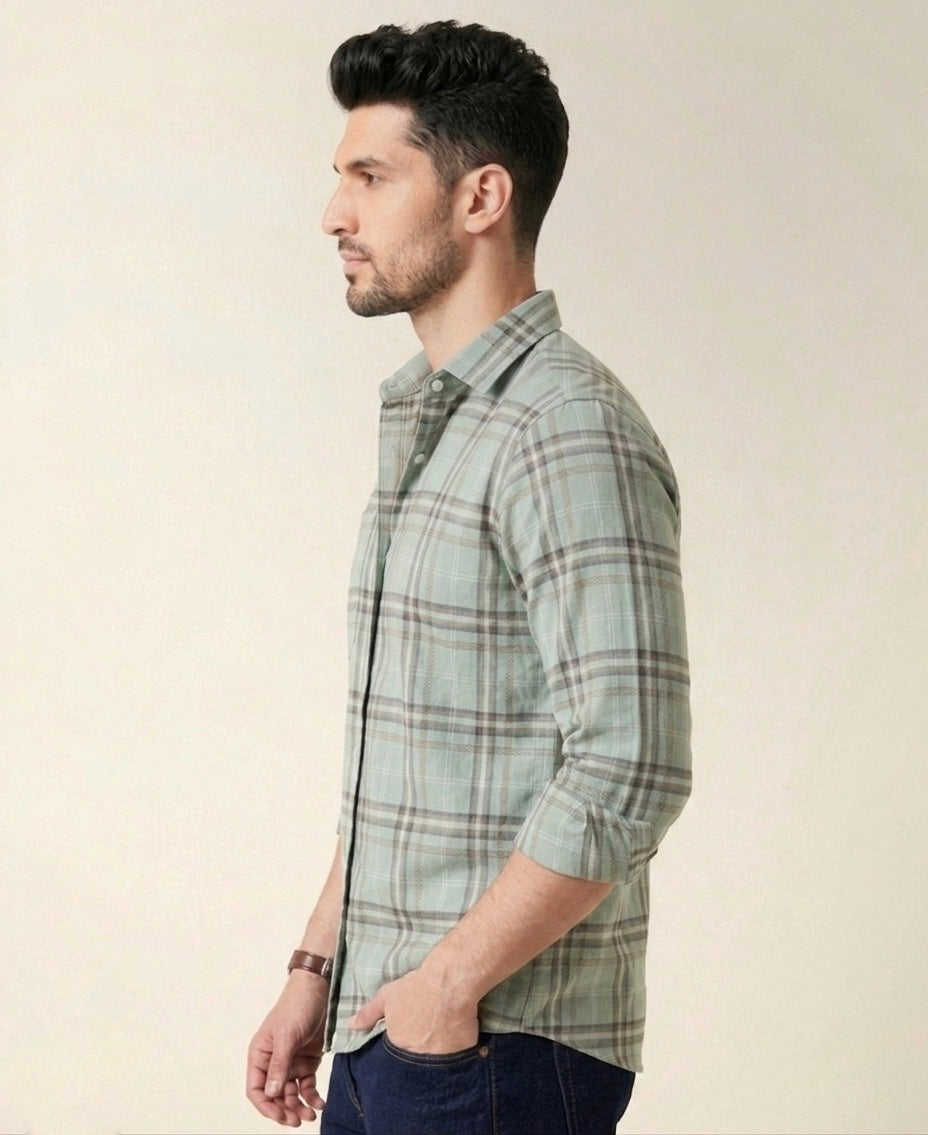 Mens Valle Check Ferngreen