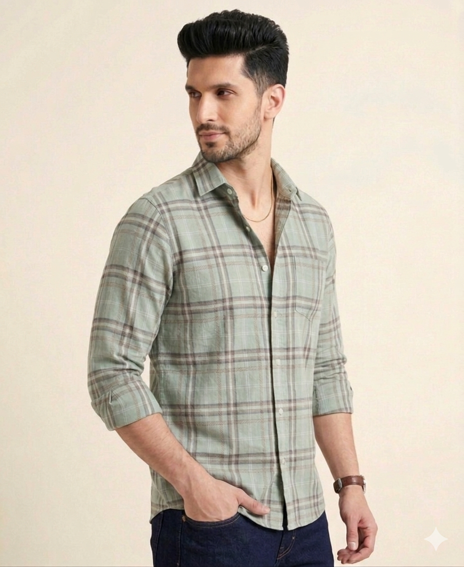 Mens Valle Check Ferngreen