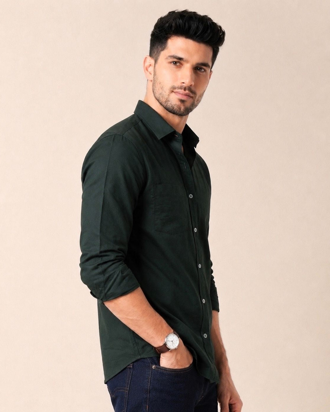 Mens Linen Shirts Olive