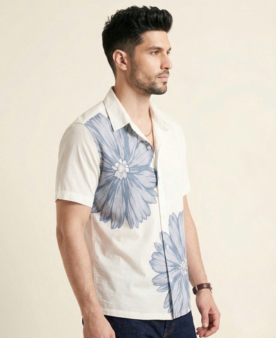 blue bloom cuban shirt