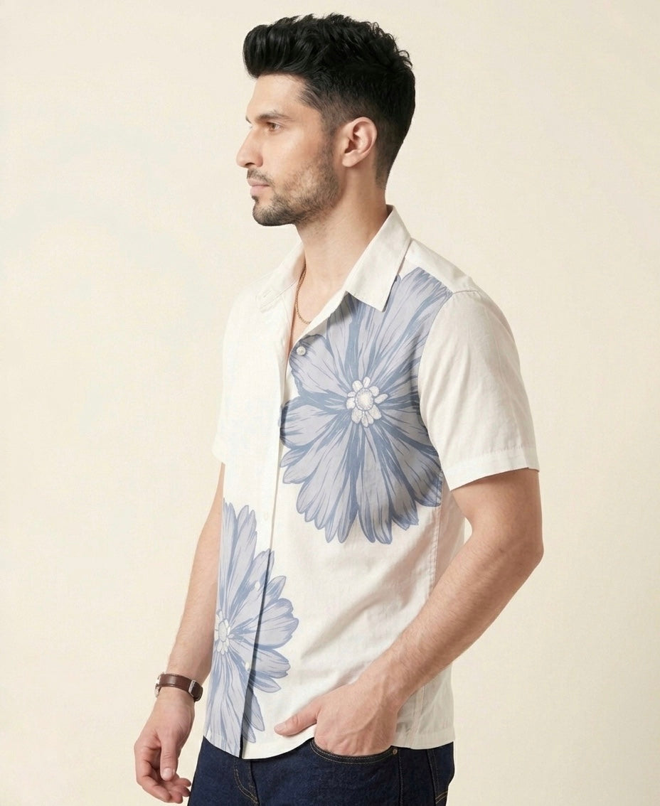 blue bloom cuban shirt