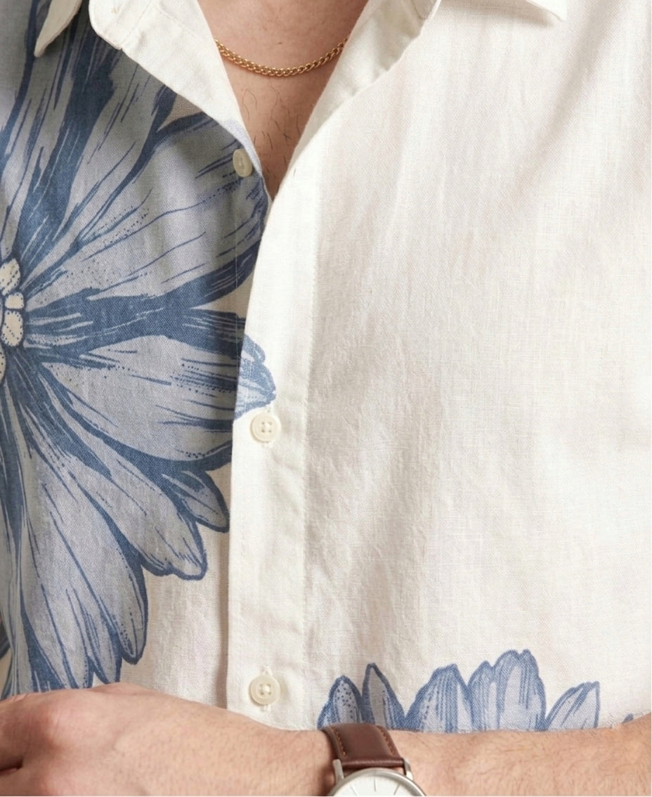 blue bloom cuban shirt