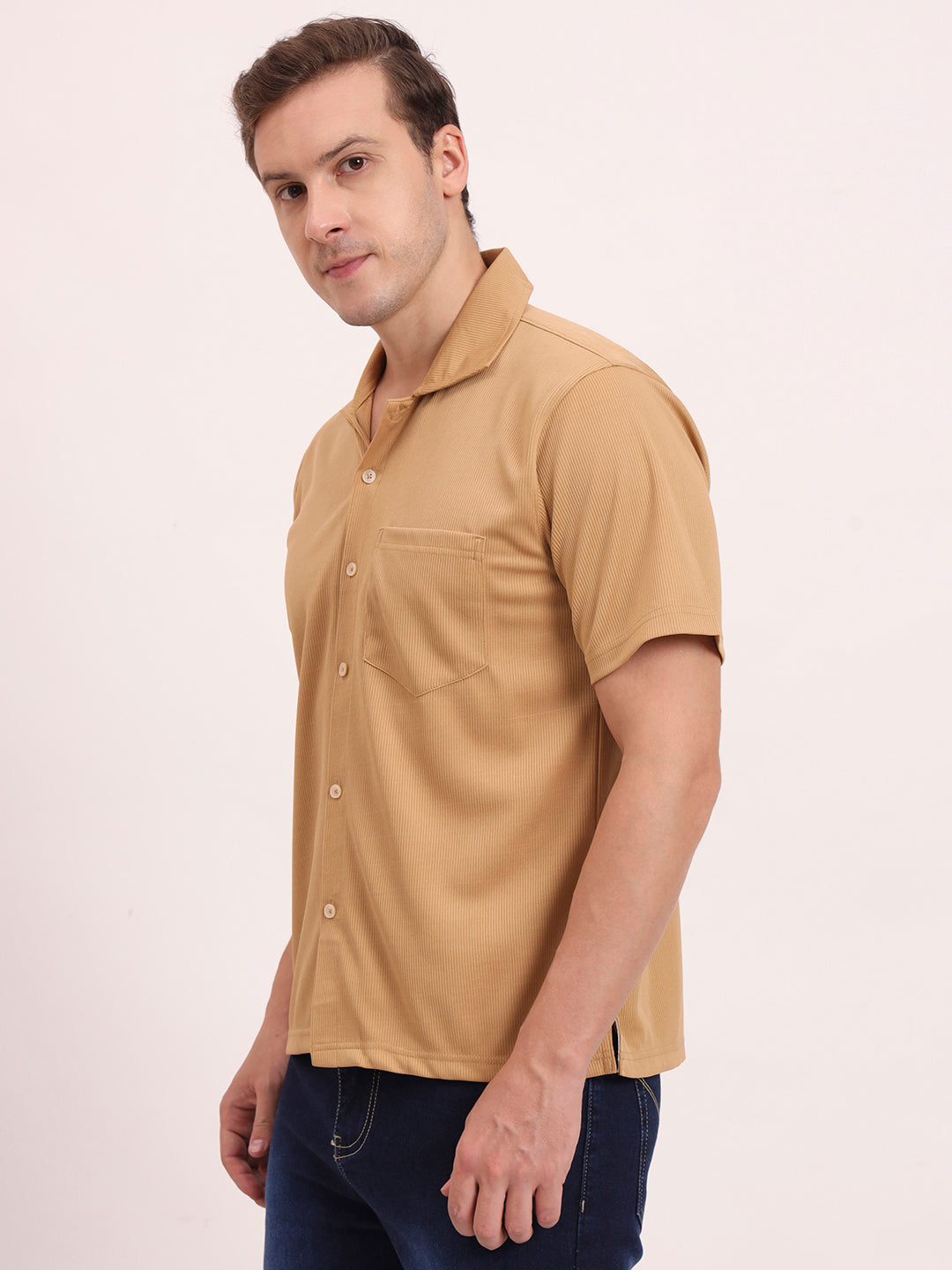 Cuban Collar Shirt-Mute Tan