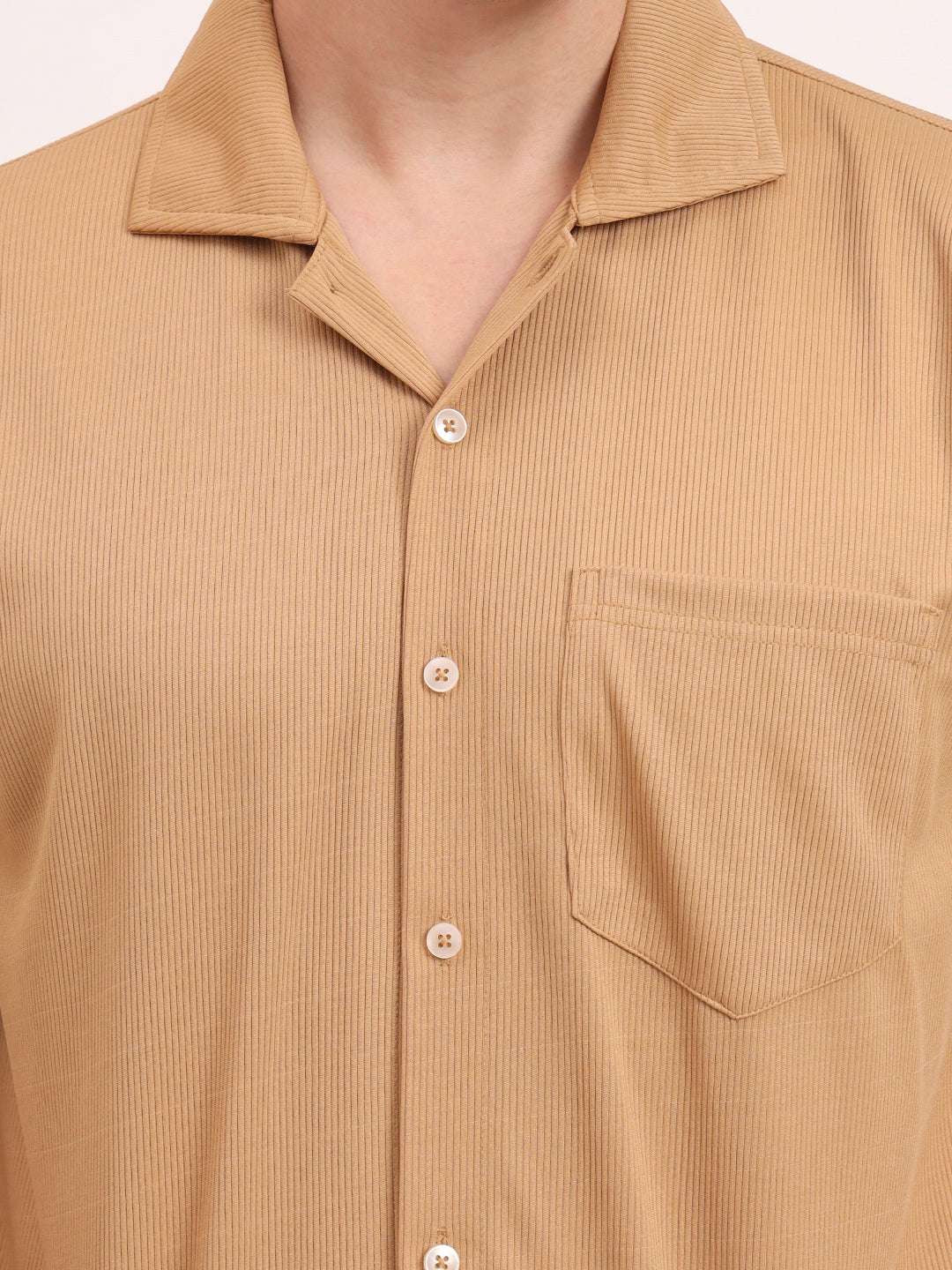Cuban Collar Shirt-Mute Tan